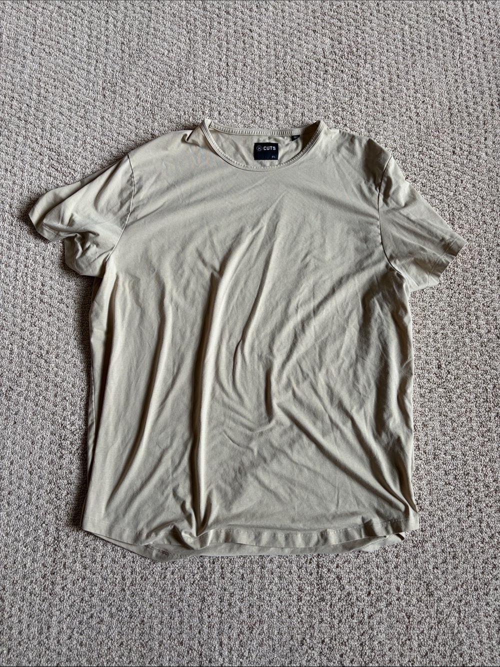 Cuts Clothing Short-Sleeve Crew T-Shirt in Light Beige